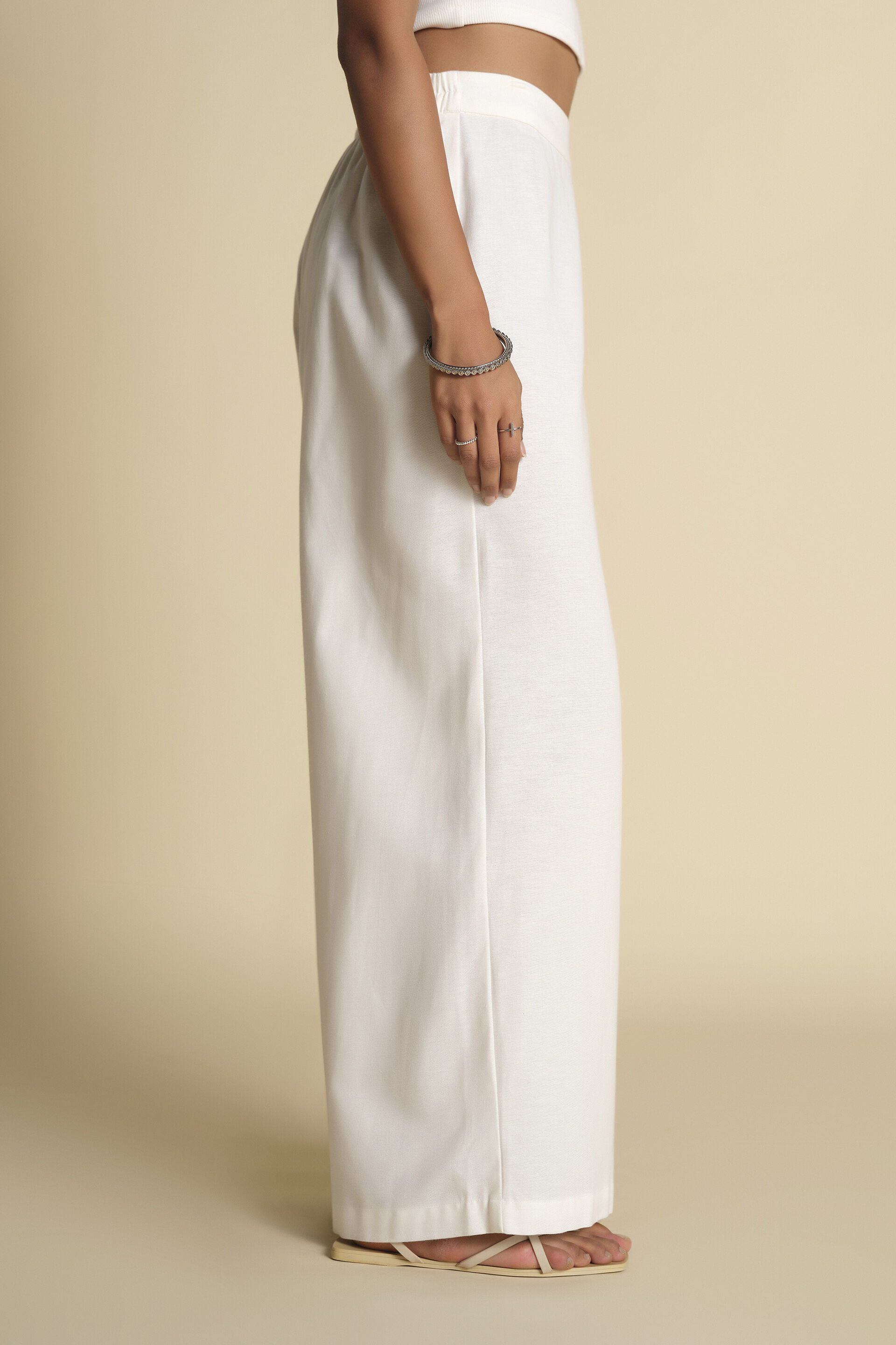 Versatile Straight Fit White Pants, White, image 2